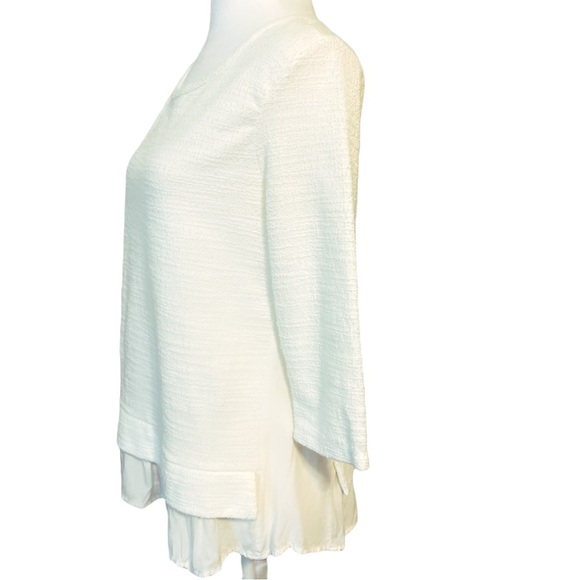 Sanctuary Shirt Top Woman’s Size XS Cream Color Textured Mixed Media Hem - Picture 3 of 8